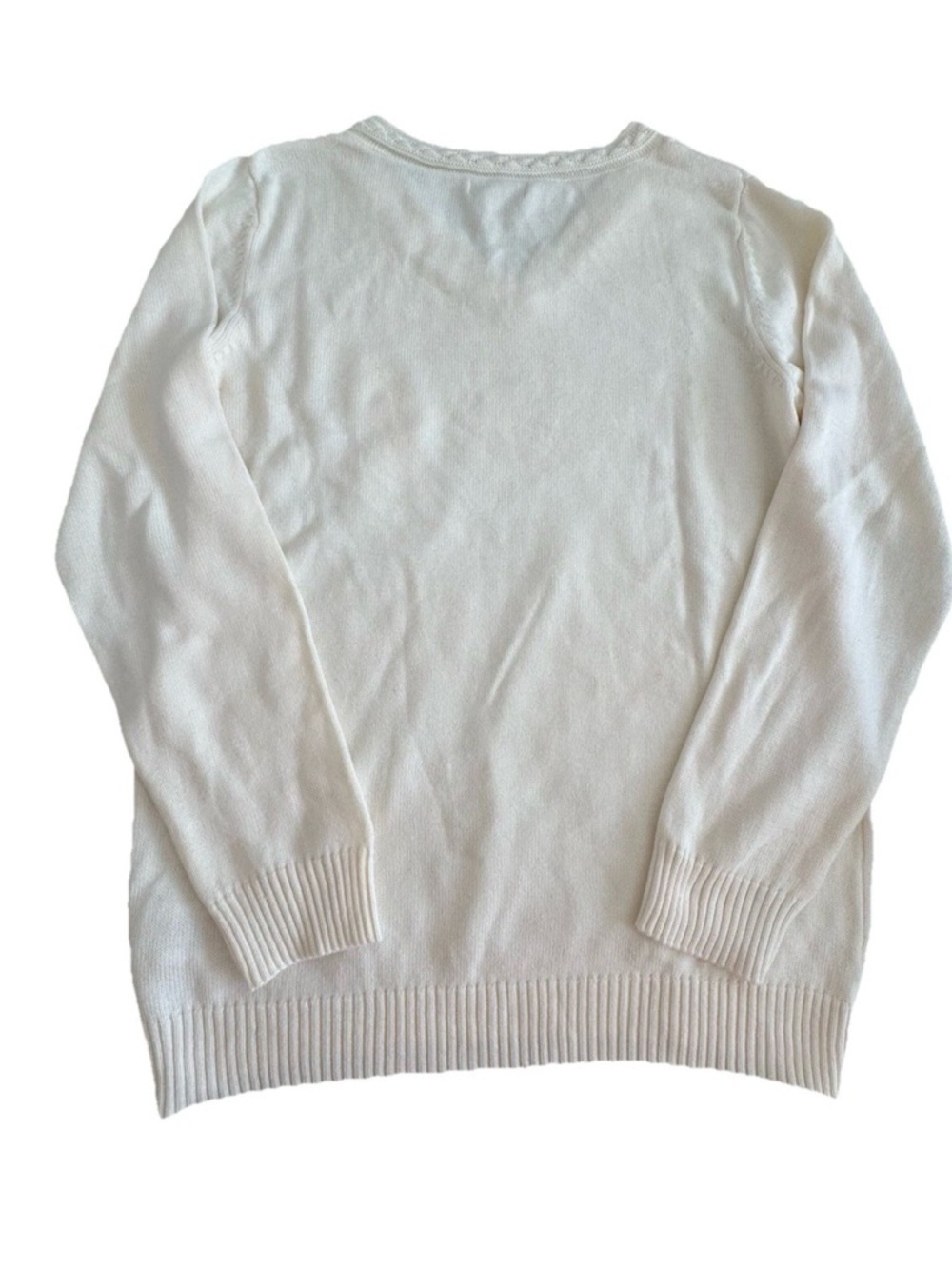 White Stag Women’s Xl 16-18 V-Neck Sweater Nwt Ivory Cotton Acrylic With Flaw — image 2 of 8
